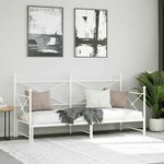 vidaXL Lit de jour avec lit gigogne sans matelas blanc 90x200 cm acier