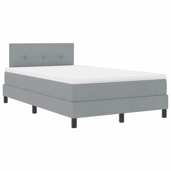 vidaXL Lit Box Spring avec Matelas et Lumière LED Gris Clair 120x200 cm Tissu