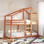 vidaXL Lit superposé avec toit cire marron 90x200cm bois de pin massif