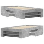 vidaXL Cadre de lit gris béton 90x200 cm bois d'ingénierie