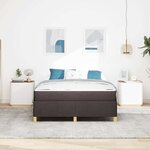 vidaXL Lit à ressorts Marron foncé et Blanc 160 x 200 cm tissu