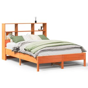 vidaXL Lit bibliothèque sans matelas cire marron 120x200 cm pin massif