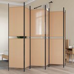 vidaXL Paravent à 6 panneaux Beige 300 x 200 cm Tissu
