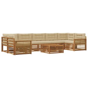 vidaXL Ensemble de canapés d'extérieur 8 pc Naturel et Beige