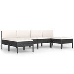 vidaXL Salon de jardin 6 Pièces avec coussins Résine tressée Noir