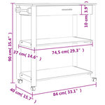 vidaXL Chariot de cuisine MONZA 84x40x90 cm bois massif de pin