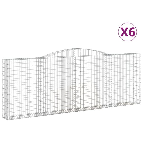 vidaXL Paniers à gabions arqués 6 Pièces 400x30x140/160 cm Fer galvanisé