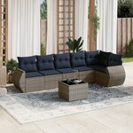 vidaXL Salon de jardin 7 Pièces avec coussins gris résine tressée