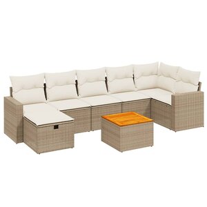 vidaXL Salon de jardin avec coussins 8 Pièces beige résine tressée