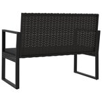 vidaXL Banc de jardin avec coussins noir 106 cm résine tressée