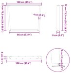 vidaXL Pieds de table à manger en forme de V  2 pièces  blanc  100 x (72-73 3) cm  acier