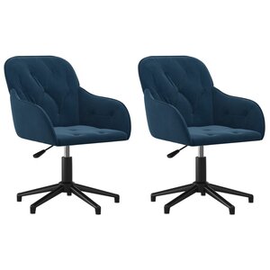 vidaXL Chaises pivotantes à manger lot de 2 Bleu Velours