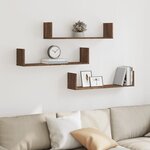 vidaXL Étagères murales 3Pièces chêne marron 80x18x18cm bois d'ingénierie