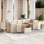 vidaXL Salon de jardin avec coussins 8 Pièces beige résine tressée