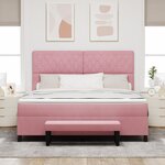 vidaXL Lit à Ressorts avec Matelas & Banc Rose 180x200 cm Velours