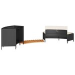 vidaXL Cadre de bain à remous noir résine tressée bois massif d'acacia