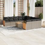 vidaXL Salon de jardin avec coussins 12 Pièces gris résine tressée