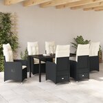 vidaXL Set de repas de jardin 7 pièces avec coussins en rotin noir