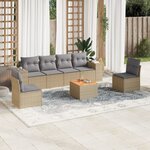 vidaXL Salon de jardin avec coussins 7 Pièces beige résine tressée