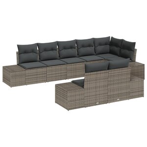 vidaXL Set de Canapé de Jardin 8 pièces avec Coussins Gris Rattan Synthétique