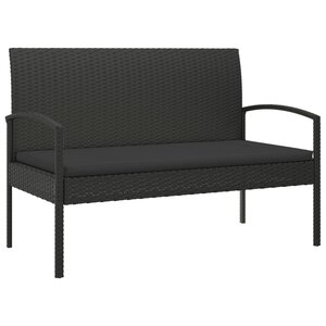 vidaXL Banc de jardin avec coussin noir 105 cm résine tressée