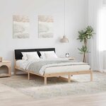 vidaXL Cadre de lit Marron et noir 140 x 200 cm Bois massif en pin