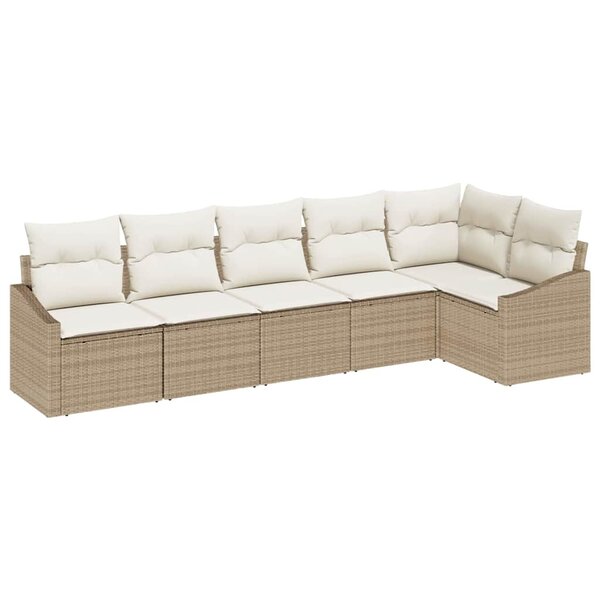 vidaXL Ensemble de canapé de jardin 6 Pièces Beige Poly rotin