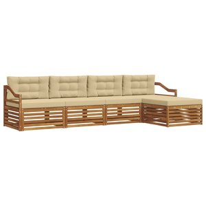 vidaXL Ensemble de canapés d'extérieur 5 pc Naturel et Beige