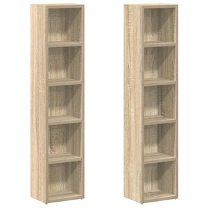 vidaXL Armoires à CD 2 Pièces Chêne sonoma 21x16x93 5 cm Aggloméré