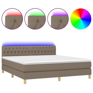 vidaXL Sommier à lattes de lit avec matelas LED Taupe 160x200 cm Tissu