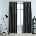 vidaXL Rideaux occultants et crochet 2Pièces Velours Anthracite 140x225cm