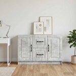 vidaXL Buffet Gris béton 89 x 34 5 x 57 cm Bois d'ingénierie