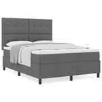 vidaXL Lit à ressort avec matelas gris foncé 160x200 cm en tissu