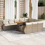 vidaXL Salon de jardin 11 Pièces avec coussins beige résine tressée