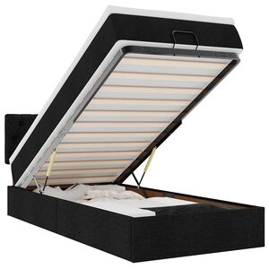 vidaXL Cadre de lit ottoman avec matelas noir 80x200 cm tissu
