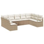 vidaXL Ensemble de canapé de jardin 9 Pièces Beige Poly rotin