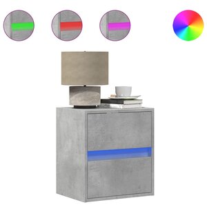 vidaXL Meuble TV mural avec lumières LED gris béton 41x31x45 cm