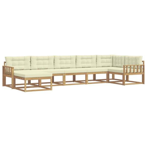 vidaXL Ensemble de canapés d'extérieur 7 pc Blanc et crème