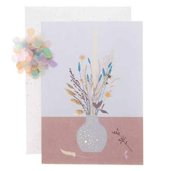 Diy personnaliser sa carte florale - vase et fleurs bleu