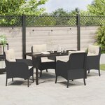 vidaXL Ensemble de Salle à Manger de Jardin 5 Pièces avec Coussins Rattan Poly Noir