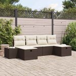 vidaXL Ensemble de canapé de jardin 6 Pièces Marron Poly rotin