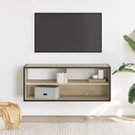 vidaXL Meuble TV chêne sonoma 100x31x39 5cm bois d'ingénierie et métal
