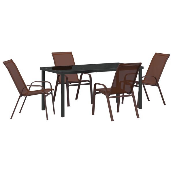 Ensemble repas jardin 5 pièces vidaXL en textilène marron et acier