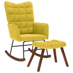 vidaXL Chaise à bascule avec tabouret en velours jaune