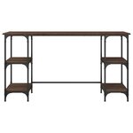 Bureau table poste de travail meuble d'ordinateur informatique étude chêne 140 x 50 x 75 cm métal et bois d'ingénierie brun 02_0023619