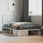 vidaXL Cadre de lit métal sans matelas et tête de lit blanc 107x203 cm