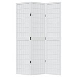 vidaXL Cloison de séparation 3 panneaux blanc bois de paulownia massif