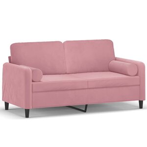 vidaXL Canapé 2 places avec oreillers décoratifs rose 140 cm velours