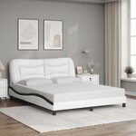 vidaXL Cadre de lit sans matelas blanc et noir 160x200 cm similicuir