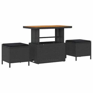 vidaXL Ensemble de salle à manger pour jardin Noir Poly rotin